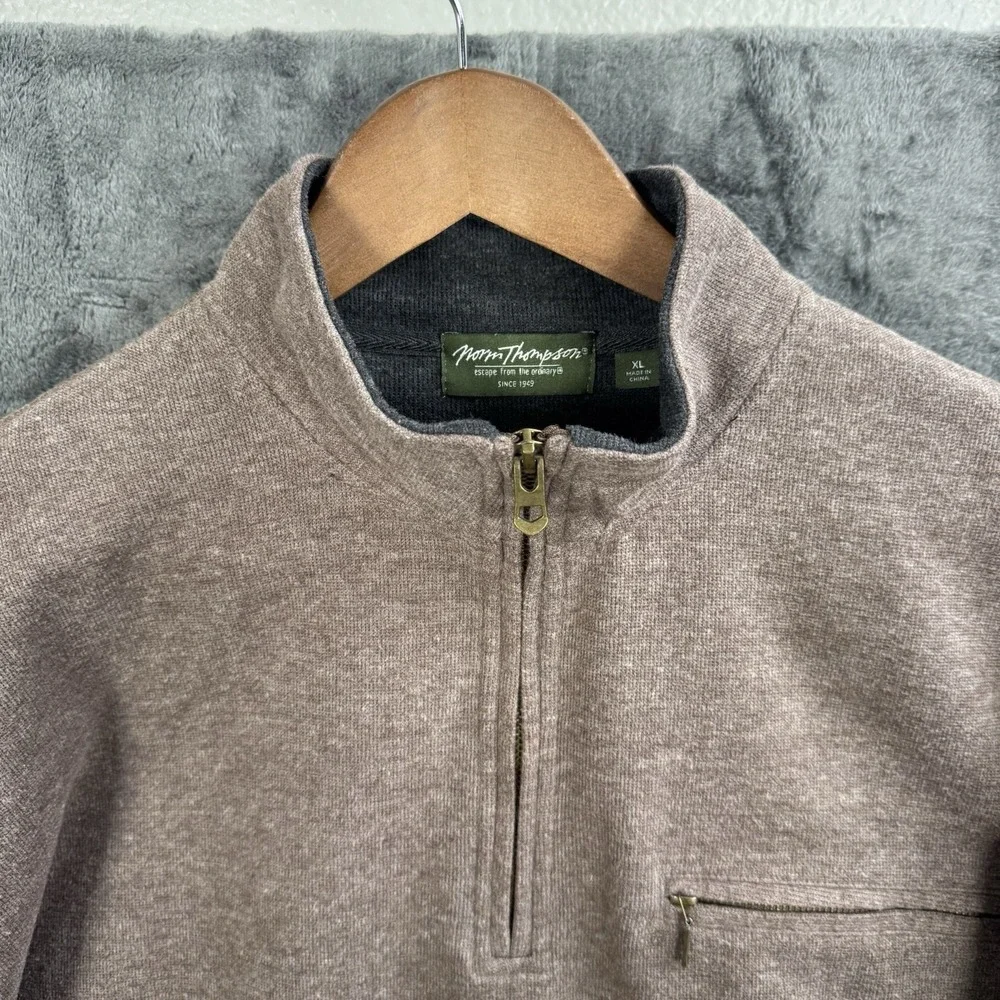 Norman Thompson XL Quarter Zip Pullover Sweater Brown Mock Neck Cotton Blend